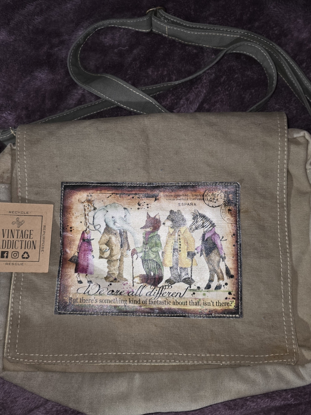 Vintage Addiction Recycled Military Tent Crossbody Satchel - NWT